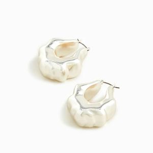 J.Crew silver sculpted chunky hoop earrings Rare laste pair!!!